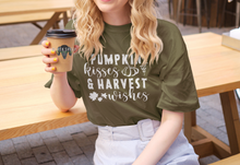 Load image into Gallery viewer, Pumpkin Kisses And Harvest Wishes Shirt | Autumn T-Shirt | Pumpkin Fall Harvest Shirt | Fall T-Shirt | Unisex Cotton Tee