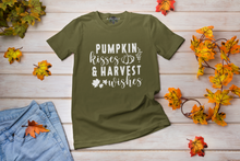Load image into Gallery viewer, Pumpkin Kisses And Harvest Wishes Shirt | Autumn T-Shirt | Pumpkin Fall Harvest Shirt | Fall T-Shirt | Unisex Cotton Tee