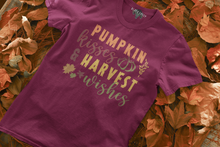 Load image into Gallery viewer, Pumpkin Kisses And Harvest Wishes Shirt | Autumn T-Shirt | Pumpkin Fall Harvest Shirt | Fall T-Shirt | Unisex Cotton Tee